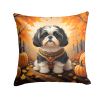 Shih Tzu Fall Throw Pillow Machine Washable, Indoor Outdoor Decorative Pillow for Couch, Bed or Patio, 14Hx14W