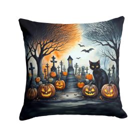 NEW Black Cat Spooky Halloween Throw Pillow Machine Washable, Indoor Outdoor Decorative Pillow for Couch, Bed or Patio, 14Hx14W