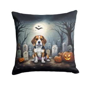 Beagle Spooky Halloween Throw Pillow Machine Washable, Indoor Outdoor Decorative Pillow for Couch, Bed or Patio, 14Hx14W