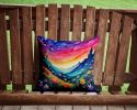 Colorful Campanula Throw Pillow Machine Washable, Indoor Outdoor Decorative Pillow for Couch, Bed or Patio, 14Hx14W