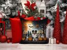 Australian Shepherd Spooky Halloween Throw Pillow Machine Washable, Indoor Outdoor Decorative Pillow for Couch, Bed or Patio, 14Hx14W