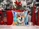 Alaskan Malamute Hippie Dawg Throw Pillow Machine Washable, Indoor Outdoor Decorative Pillow for Couch, Bed or Patio, 14Hx14W