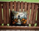 Marigold Spooky Halloween Throw Pillow Machine Washable, Indoor Outdoor Decorative Pillow for Couch, Bed or Patio, 14Hx14W