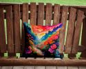 Colorful Geraniums Throw Pillow Machine Washable, Indoor Outdoor Decorative Pillow for Couch, Bed or Patio, 14Hx14W