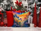 Colorful Agapanthus Throw Pillow Machine Washable, Indoor Outdoor Decorative Pillow for Couch, Bed or Patio, 14Hx14W