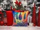 Colorful Eryngium Throw Pillow Machine Washable, Indoor Outdoor Decorative Pillow for Couch, Bed or Patio, 14Hx14W