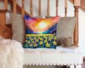 Colorful Daffodils Throw Pillow Machine Washable, Indoor Outdoor Decorative Pillow for Couch, Bed or Patio, 14Hx14W