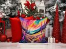 Colorful Liatris Throw Pillow Machine Washable, Indoor Outdoor Decorative Pillow for Couch, Bed or Patio, 14Hx14W