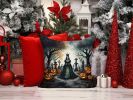 Evil Queen Spooky Halloween Throw Pillow Machine Washable, Indoor Outdoor Decorative Pillow for Couch, Bed or Patio, 14Hx14W