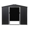 8 x 12 Ft Outdoor Storage Shed, Metal Garden Shed w/ Lockable Sliding Doors, Vents, Large Tool House for Backyard Patio Lawn, Carbon Black