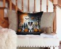 Australian Shepherd Spooky Halloween Throw Pillow Machine Washable, Indoor Outdoor Decorative Pillow for Couch, Bed or Patio, 14Hx14W