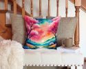 Colorful Cherry Blossoms Throw Pillow Machine Washable, Indoor Outdoor Decorative Pillow for Couch, Bed or Patio, 14Hx14W