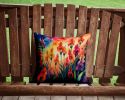 Colorful Gladiolus Throw Pillow Machine Washable, Indoor Outdoor Decorative Pillow for Couch, Bed or Patio, 14Hx14W