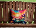 NEW Colorful Lotus Throw Pillow Machine Washable, Indoor Outdoor Decorative Pillow for Couch, Bed or Patio, 14Hx14W