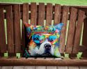 Akita Hippie Dawg Throw Pillow Machine Washable, Indoor Outdoor Decorative Pillow for Couch, Bed or Patio, 14Hx14W