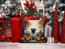 Fawn Pug Spooky Halloween Throw Pillow Machine Washable, Indoor Outdoor Decorative Pillow for Couch, Bed or Patio, 14Hx14W