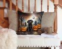 Chocolate Labrador Retriever Spooky Halloween Throw Pillow Machine Washable, Indoor Outdoor Decorative Pillow for Couch, Bed or Patio, 14Hx14W