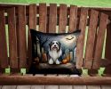 Bearded Collie Spooky Halloween Throw Pillow Machine Washable, Indoor Outdoor Decorative Pillow for Couch, Bed or Patio, 14Hx14W