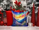 Colorful Delphinium Throw Pillow Machine Washable, Indoor Outdoor Decorative Pillow for Couch, Bed or Patio, 14Hx14W