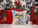 Alaskan Klee Kai Hippie Dawg Throw Pillow Machine Washable, Indoor Outdoor Decorative Pillow for Couch, Bed or Patio, 14Hx14W