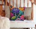 Colorful Ornamental Kale Throw Pillow Machine Washable, Indoor Outdoor Decorative Pillow for Couch, Bed or Patio, 14Hx14W