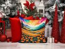 NEW Colorful California poppies Throw Pillow Machine Washable, Indoor Outdoor Decorative Pillow for Couch, Bed or Patio, 14Hx14W