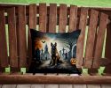 Belgian Malinois Spooky Halloween Throw Pillow Machine Washable, Indoor Outdoor Decorative Pillow for Couch, Bed or Patio, 14Hx14W