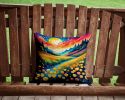 Colorful Buttercups Throw Pillow Machine Washable, Indoor Outdoor Decorative Pillow for Couch, Bed or Patio, 14Hx14W