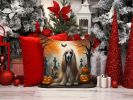 Afghan Hound Spooky Halloween Throw Pillow Machine Washable, Indoor Outdoor Decorative Pillow for Couch, Bed or Patio, 14Hx14W