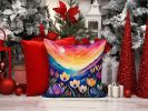 Colorful Crocus Throw Pillow Machine Washable, Indoor Outdoor Decorative Pillow for Couch, Bed or Patio, 14Hx14W