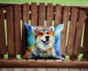 Alaskan Malamute Hippie Dawg Throw Pillow Machine Washable, Indoor Outdoor Decorative Pillow for Couch, Bed or Patio, 14Hx14W