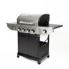 Propane Grill 4 Burner Barbecue Grill Stainless Steel Gas Grill with Side Burner and Thermometer for Outdoor BBQ;  Camping