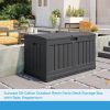 50 Gallon Medium Capacity All Weather Construction Resin Outdoor Storage Deck Box With Arched Lid for Patio or Pool Garden Shelf