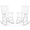 Patio Rocking Chair Solid Wood, Outdoor Porch Rocker Chair with Wooden Frame, Indoor Wooden Rocking Chair for Garden Backyard Balcony, White