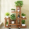 6 Tier Wood Plant Stand Vertical Carbonized Multiple Holder Indoor Outdoor Patio