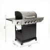 Propane Grill 4 Burner Barbecue Grill Stainless Steel Gas Grill with Side Burner and Thermometer for Outdoor BBQ;  Camping