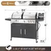 Sophia & William Charcoal and Propane Gas Grill Combo with Side Burner & Porcelain-Enameled Cast Iron Grate, Dual Fuel BBQ Grill