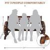 Outdoor Rustic Wooden Bench with Wagon Wheel Arms, 3 People Outdoor Bench Garden Bench Front Porch Furniture Patio Yard Park