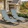 2 Piece Stackable Portable Patio Chaise Lounger with Rocking Design