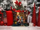 Great Dane and Santa Claus Throw Pillow Machine Washable, Indoor Outdoor Decorative Pillow for Couch, Bed or Patio, 14Hx14W