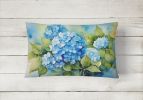 Flowers in Watercolor Throw Pillow Throw Pillow for Indoor Couch Bed Outdoor Patio Washable, Hydrangeas 1580,12Hx16W