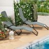 2 Piece Stackable Portable Patio Chaise Lounger with Rocking Design