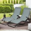 2 Piece Stackable Portable Patio Chaise Lounger with Rocking Design