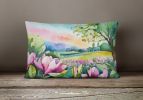 State Watercolor Flowers Throw Pillow Throw Pillow for Indoor Couch Bed Outdoor Patio Washable, Louisiana Magnolias 1660,12Hx16W