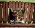 Brittany and Santa Claus Throw Pillow Machine Washable, Indoor Outdoor Decorative Pillow for Couch, Bed or Patio, 14Hx14W