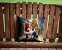 Collie and Santa Claus Throw Pillow Machine Washable, Indoor Outdoor Decorative Pillow for Couch, Bed or Patio, 14Hx14W