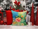 Chrysanthemums in Watercolor Throw Pillow Machine Washable, Indoor Outdoor Decorative Pillow for Couch, Bed or Patio, 14Hx14W