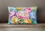 Flowers in Watercolor Throw Pillow Throw Pillow for Indoor Couch Bed Outdoor Patio Washable, Peonies 1597,12Hx16W