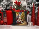 Beagle and Santa Claus Throw Pillow Machine Washable, Indoor Outdoor Decorative Pillow for Couch, Bed or Patio, 14Hx14W