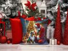 Australian Shepherd and Santa Claus Throw Pillow Machine Washable, Indoor Outdoor Decorative Pillow for Couch, Bed or Patio, 14Hx14W